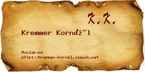 Kremmer Kornél névjegykártya